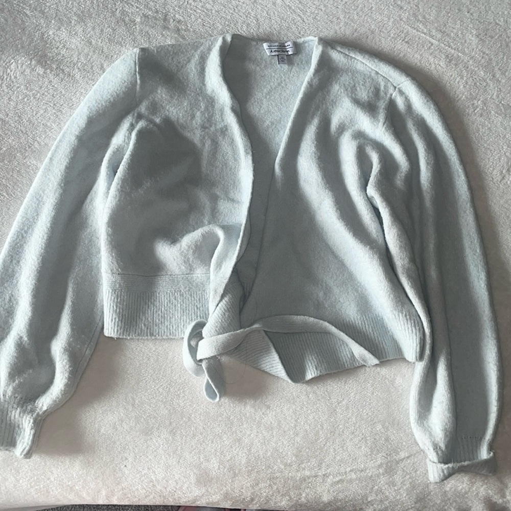 & other stories baby blue wrap cardigan